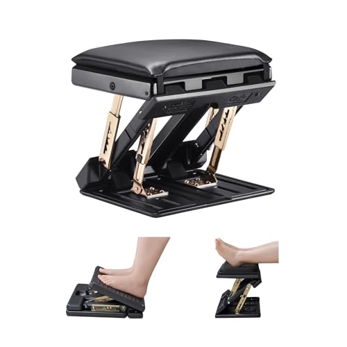 Foot Rest Under Desk Ergonomic Foot Rest 4 Adjustable Folding Cushion Padded Footstool Non-Slip Foot Leg Rest with Massage Function for Car Office Home Train and Gaming