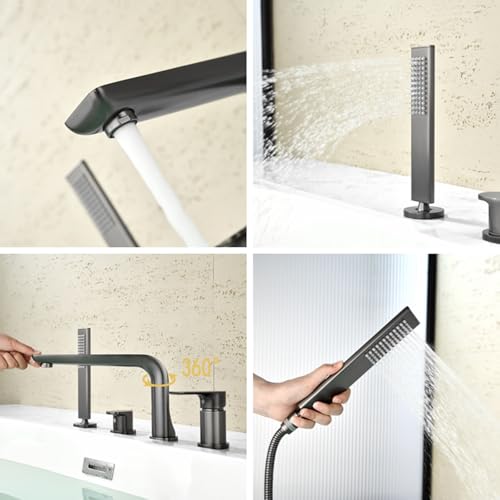 Mitigeur de bain avec fixation de douche à 5 trous chromé - 2