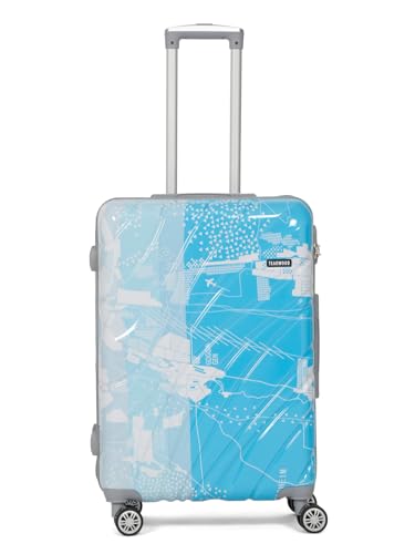 Image of Teakwood World Small 65 cm Check in Size Trolley Bag Polycarbonate 360 Degree 8 Wheels Luggage Bag with TSA Lock, Adjustable Handle Trolley Bags for Travel, Suitcase for Travel | Blue