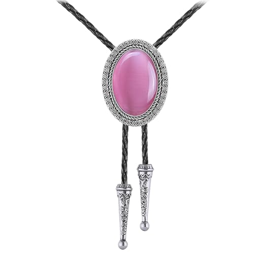 Image of Jeilwiy Bolo Tie for Men Western Cowboy Tie Necklace Gold Bolo Tie Leather Necktie Halloween Tie Accessories for Women