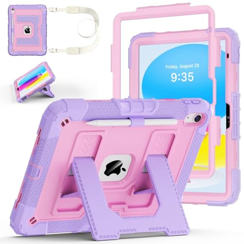 Case for iPad A16 11th/10th Generation 11/10.9 Inch 2025/2022, Ubearkk for iPad a16 case Military Grade Fully-Body Rugged Shockproof Cases with Large Kickstand Pen Holder Shoulder Strap,Parent