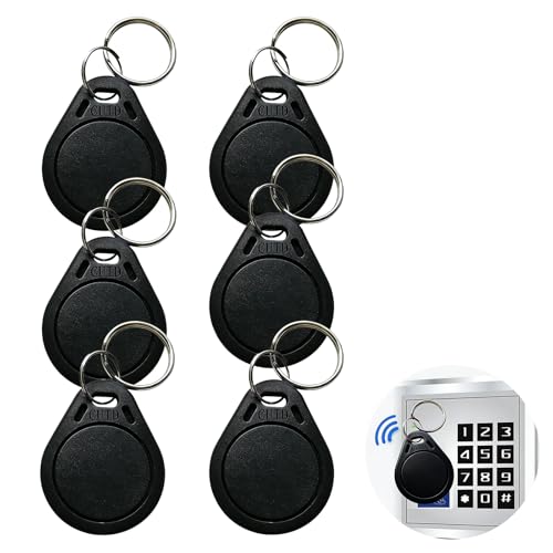 tiyiyok 6 Stück RFID Schlüsselanhänger, 13,56 MHz Programmierbare CUID RFID Chips & NFC Tags, RFID Chip, Transponder Chip, für Tortüren, Büro, Zugangskontrollsystem, UID Modifizierbar (Schwarz)