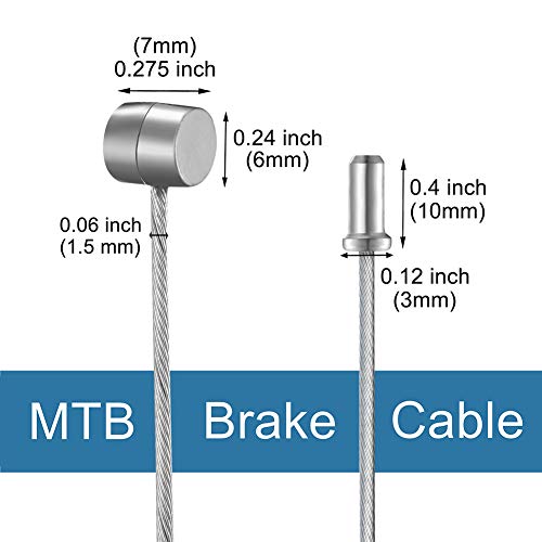 Wstpo 10PCS Bike Brake Cable, Premium Bicycle Brake Cables Bicycle Brake Line with Complete Spare Parts, Including 10 End Caps and 10 End Ferrule, Employed to Mountain or Road Bike