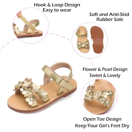Image of PHIRAMIN Toddler Girl Sandals - Flower Girl Dress Shoes Open Toe Little Kid Wedding Party