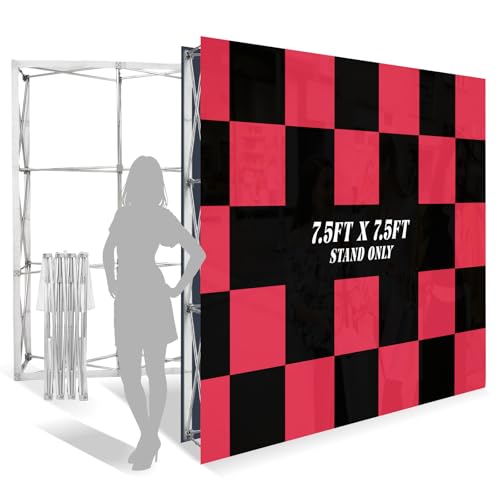MIYOLU Portable Pop Up Display Stand 7.5 x 7.5 FT, Aluminum Trade Show Backdrop Stand with Water Weight Bags, Trade Show Booth Display for Events, Weddings, Trade Show Supplies, Stand Only