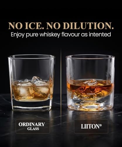 Image of LIITON Yosemite Whiskey Glasses, Set of 2, 10oz, Bourbon Glass | Thick Freezable Crystal Rock Glasses, Old fashioned Whiskey Gifts for Men, Cocktails, Scotch Glasses