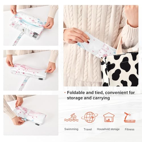 Pink Blue Cherry Blossom 3 Piecing Packing Travel Bag Garment Bag Closet Storage Blanket Storage Bags Plastic Storage4