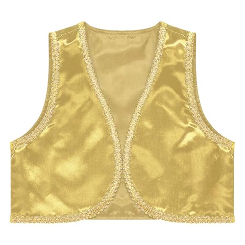 Boys Arabian Prince Tops Waistcoat Vest Kids Fairy Tale Dramas Stage Performance Fancy Dress Ups Yellow 4 Years