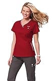 Koi Women's Ashley Sporty Crossover V-Neck Scrub Top Stripe Trim