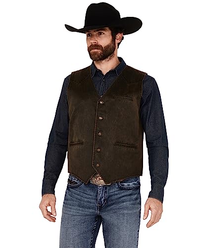 Cody James Men's Pancho Villa Oilskin Button-Front Western Vest Brown X- US