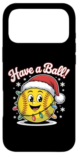 Have a Ball Funny Softball Santa Hat Christmas Lights Case for iPhone 17 Pro Max