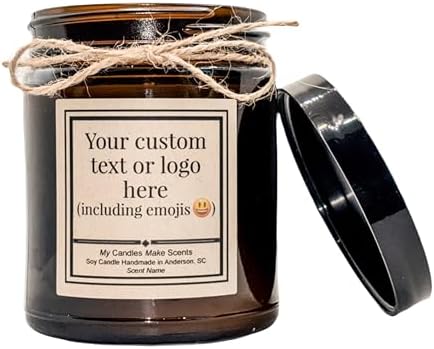 | Personalized | Handcrafted Soy Candle | 4oz or 9oz Amber & Clea...