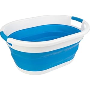 Collapsible Laundry Basket – 39L (10.3-Gallon) Portable Sink – Multipurpose Plastic Bin, Hamper, or Ice Bucket – Camping Essentials by Wakeman Outdoors (Blue)
