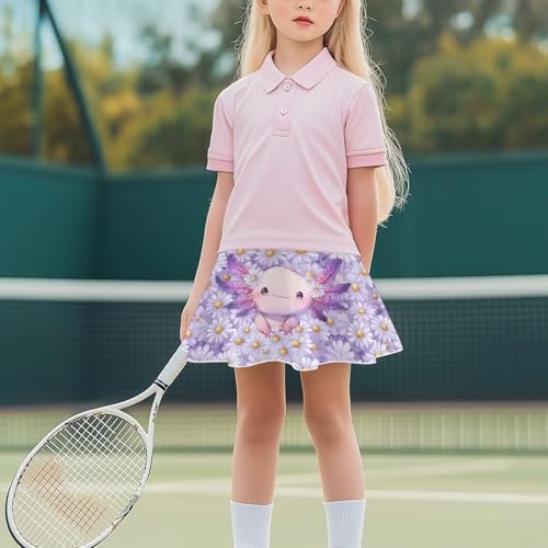 YEXIATODO Daisy Axolotl Flowy Shorts for Teen Girls with Spandex Liner 2-in-1 5-6 Youth Tennis Running Fitness Sports Dance Skort Butterfly Skirts Girls\' Skirts & Skorts Jump-Skirt