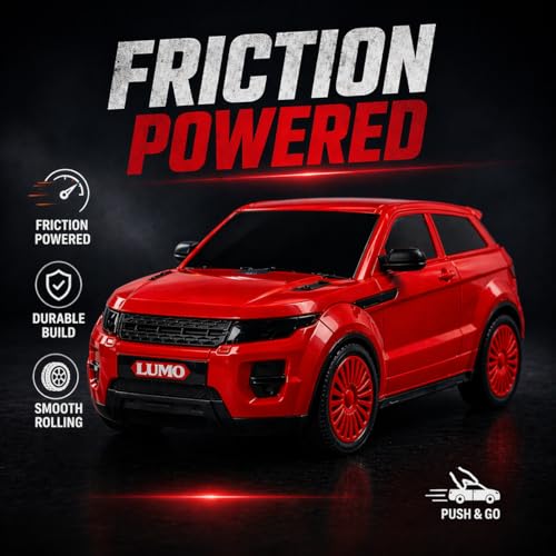 Image of Trenzo Big Size Toy Car for Kids | Friction Powered Push & Go Toy SUV Vehicle | Durable Non-Toxic Toys | Smooth Rolling Action Cars for Boys & Girls Age 3+ (Red)