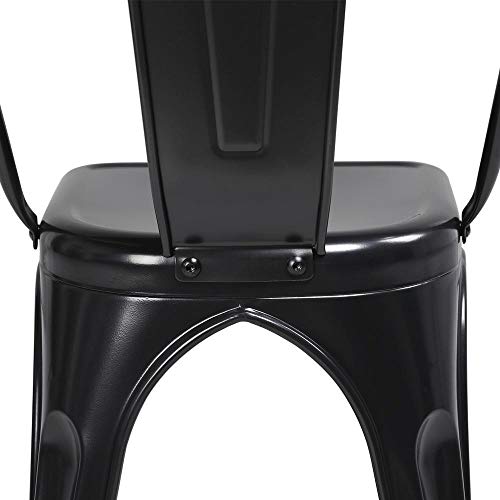 Topeakmart Metal Dining Chairs Set Of 4 Black High Back Industrial Chairs Indoor/Outdoor Chic Dining Bistro Cafe Side Barstool Bar Chair Coffee Chair #TOP6