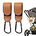 Zssxysm 2 Pezzi Ganci per Passeggino, Moschettoni per Carrozzina Universali in Pelle, Accessori Passeggino per Porta Borse Della Spesa, Cambio Bambino, Zaini, Mamma Pannolino Borsa (Marrone) immagine