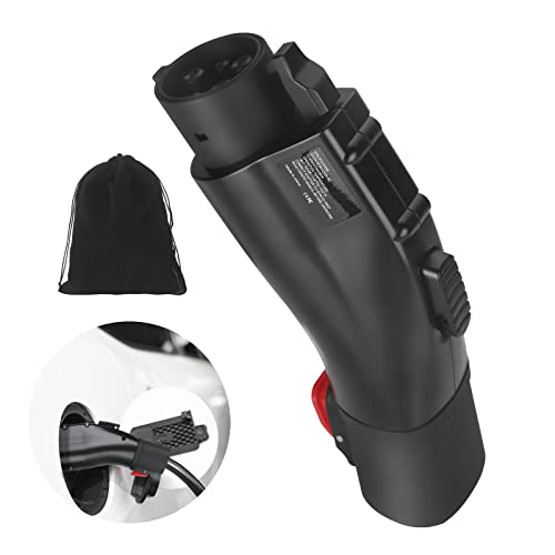 [Only For J1772 Ev Use] Tesla To J1772 Charging Adapter, Max 60 Amp & 250V, Taechu J1772 Ev Adapter With Anti-Drop Lock, Compatible With Tesla Wall/Destination/Mobile Chargers（With A Storage Bag） #TOP1