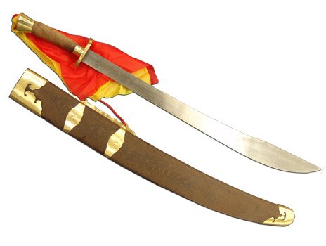 Traditional Broadsword with Pear Wood Scabbard - for Kung Fu, Wushu, Tai Chi, Shaolin, Martial Arts Weapon Sword. Tds002