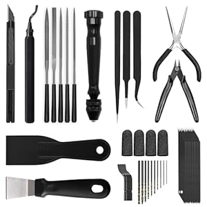 3D Printer Tools Kit Essential, 3D Printing Tools Kit, 3D Printer Accessories, Deburring Tool, Wire Cutter, Drill, Scraper for Remove, Smoothing, Finishing, Deburring, Craving, Drilling