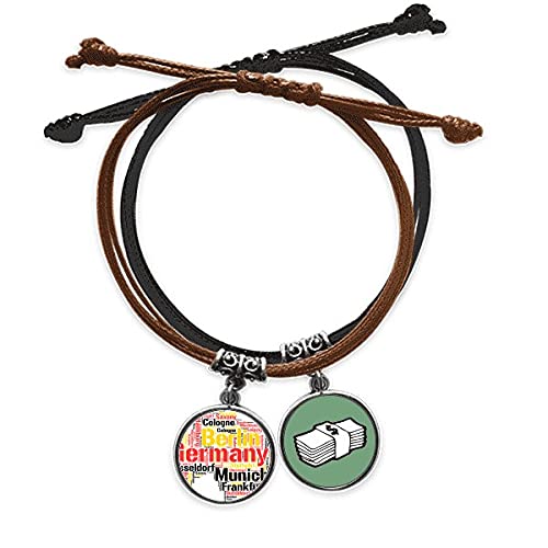 Pulsera de cuero Alemania estilo mapa ilustrado con acabados artesanales de alta calidad