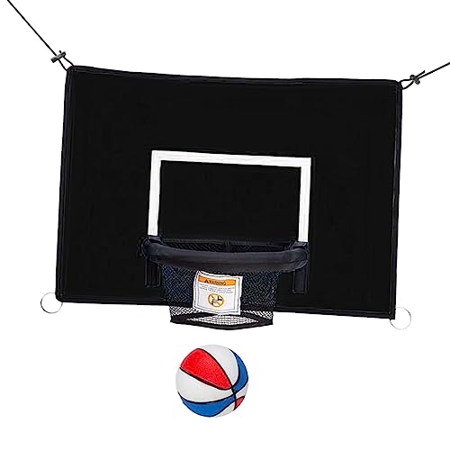 Deevoka Basketball Hoop Attachment for Trampolines Universal Baseboard Sun Protection Basketball Frame Adjustable Connection Ropes for Garden Game, Black 45cmx35cm