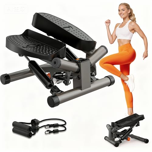 Niceday Stepper Twist Hydraulique pour Maison – Appareil Fitness Ultra-Silencieux (25dB) avec Bandes de Résistance – Charge 136 kg – Mini Stepper 2-en-1...