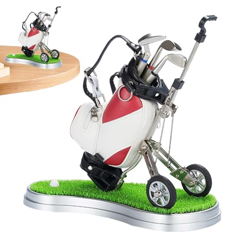 Golf Bag Pen Holder - Miniature Golf Bag with Trolley, 3 Golf Clubs Pens | Christmas Stocking Stuffers, Golf Club Pen Set, Memorable Golf Souvenirs for Men, Fun Desktop Organizer Golf Bag Pen Holder - Miniature Golf Bag with Trolley, 3 Golf Clubs Pens | Christmas Stocking Stuffers, Golf Club Pen Set, Memorable Golf Souvenirs for Men, Fun Desktop Organizer