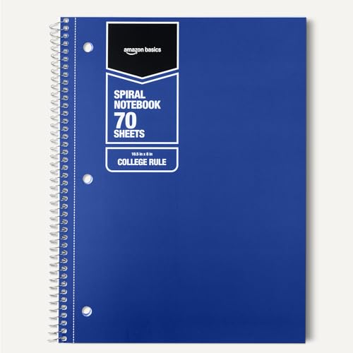Amazon Basics College Ruled Spiral Notebooks, 70 Sheets, 8" x 10.5", Perforated Pages, Assorted Primary Solid Colors, 3-Pack - image 5