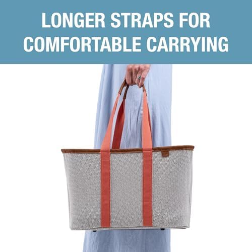 CleverMade Collapsible LUXE Tote - Reusable Grocery Shopping Storage Bag Organizer w/Handles Reinforced Bottom - Image 7