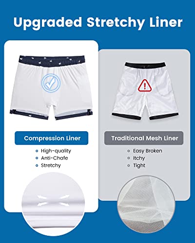 Image of maamgic Mens Swim Trunks with Compression Liner 5 Inch, Quick Dry Bathing Suit with Zipper Pockets, No-Chafing Swim Shorts