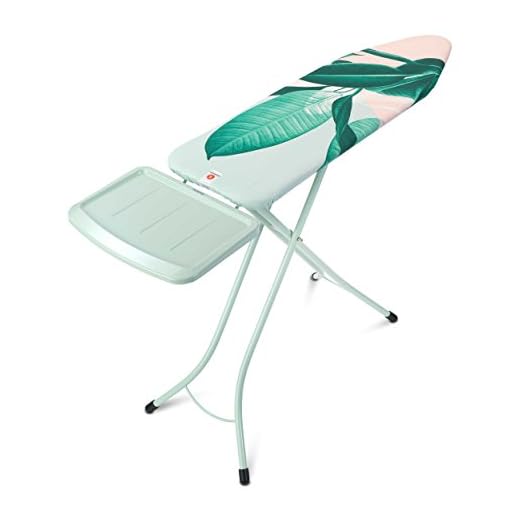 Brabantia - Mesa de Planchar B - con Soporte Sólido Unidad de Vapor - Universal Ajustable - para Diestros y Zurdos - No se Desliza y No Araña - Plegable - Tropical Leaves - 124x38 cm