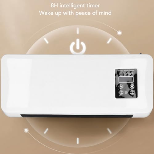 سخان هواء محمول 2 في 1 يثبت على الحائط، مروحة تسخين مزدوجة الاستخدام، مروحة تكييف هواء محمولة مع جهاز تحكم عن بعد لغرفة النوم والمكتب (قابس بريطاني 250 فولت)