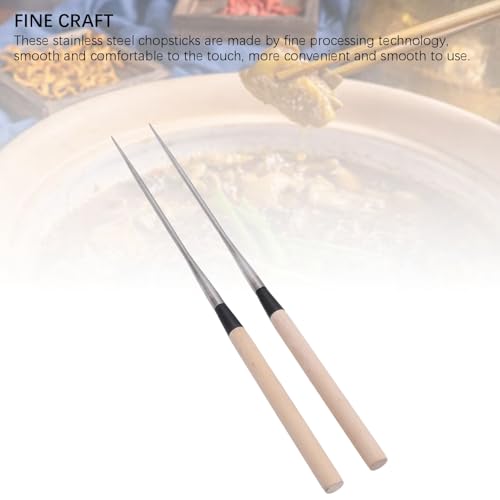 Palillos de sushi profesionales de acero inoxidable con mango de madera maciza 4