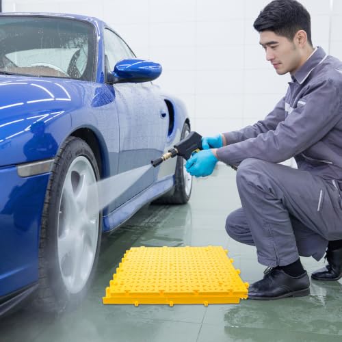 Taller equipado con suelo modular amarillo para lavado de autos 5