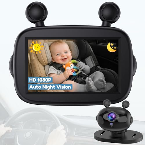 Image of HD 1080P Day& Night Vision Car Seat Camera - Easy to Install 150° Wide Angle Baby Car Camera for Full Backseat View - Brightness Adjustment Monitor Fits Most Cars,SUVs,Trucks