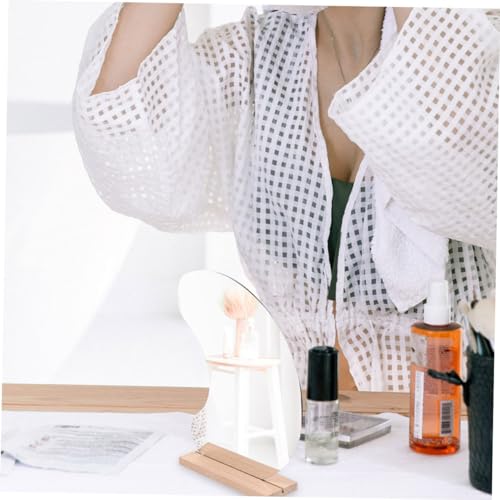 Espejo para maquillaje Baluue 2 piezas con base de madera miniatura 4