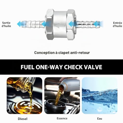 2 Pcs 8mm D'aluminium Carburant Non Retour Clapet Anti-Retour – vue 4