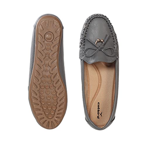 Image of CatBird Women's Slip-On Loafers | Cushioned Comfort Flats with Bow & Metal Detail | Lightweight Office & Casual Shoes | Anti-Slip Sole