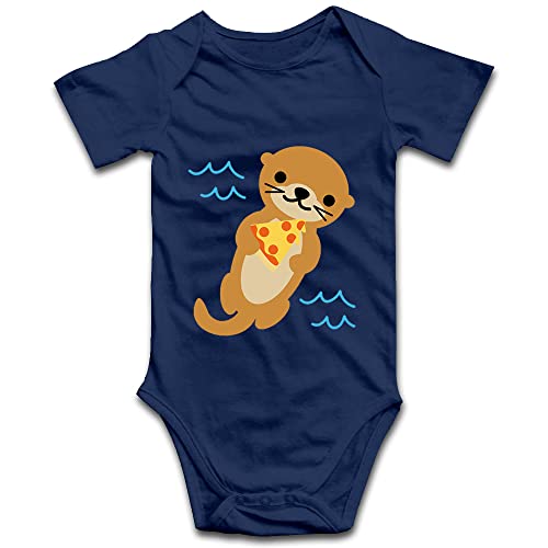 DOQOSESHY Cute Sea Otter Loves Pizza Baby Bodysuit Toddler Outfits Short Sleeve/Sleeveless/Long Sleeve, 3 Months, L-white
