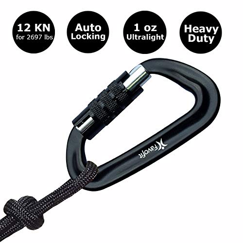 Heavy Duty Locking Carabiner Clips - Small D Ring Clips for Camping Hammock Hiking Dog Leashes Keys Keychains - Perfect for Outdoor Enthusiasts - Thumbnail 2