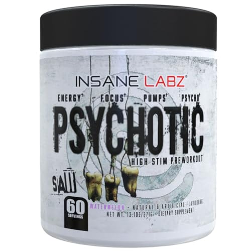 Image of Insane Labz Psychotic Saw, High Stim Pre Workout Powder with OxyGold­ and AMPiberry,Extreme Lasting Energy with Teacrine,Focus with CognitIQ and Endurance (60 Servings, Watermelon)