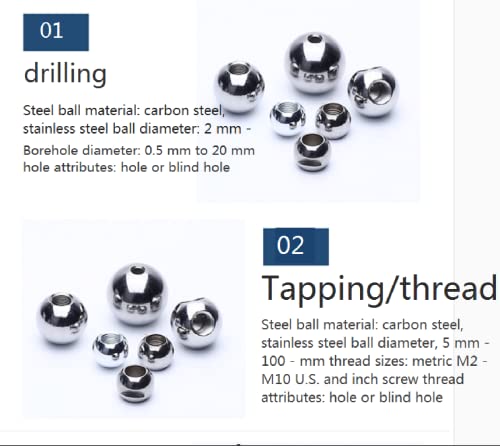 Inserts filetés à bille M30 avec perforation centrale de 3mm à 16mm - 6