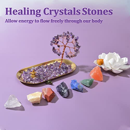 Hiboro Crystal Incense Holder, Crystal Money Tree Incense Sticks Holder For Wealth And Luck. Incense Burner Holder Yoga Meditation Home Decor Gift With 7 Raw Chakra Stones (Rectangle Shape) #TOP3