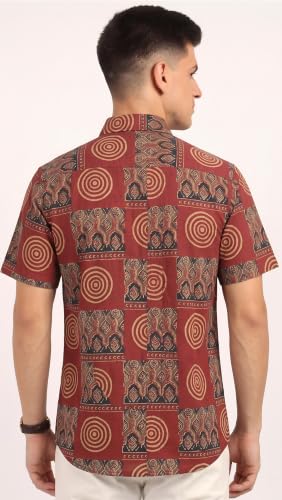 Image of BLOCKS OF INDIA Cotton Hand Block Print Half Sleeves Summer Shirt for Men