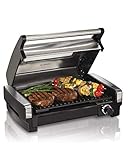 Hamilton Beach 25361 Electric Indoor Searing Grill with Removable Easy-to-Clean Nonstick Plate, Viewing Window, Stainless Steel (Renewed)