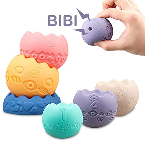 Baby Sensory Balls Teething Toys 6 9 12 18 Months Soft Building Blocks Toddlers Montessori Early Developmental Educational Fine Motor Skills Stacking Ring Infant Boys Girls Gifts One 1 2 3 Year Old #TOP2