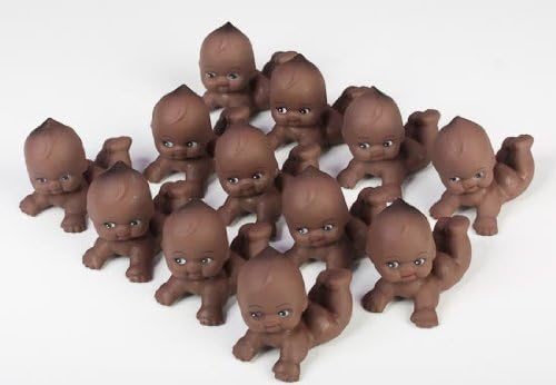 Miniatura 8 de Paquete de 24 Kewpie Babies - Bebés marrones para regalos de baby shower, decoraciones de pasteles, revelaciones de género y decoraciones de regalo