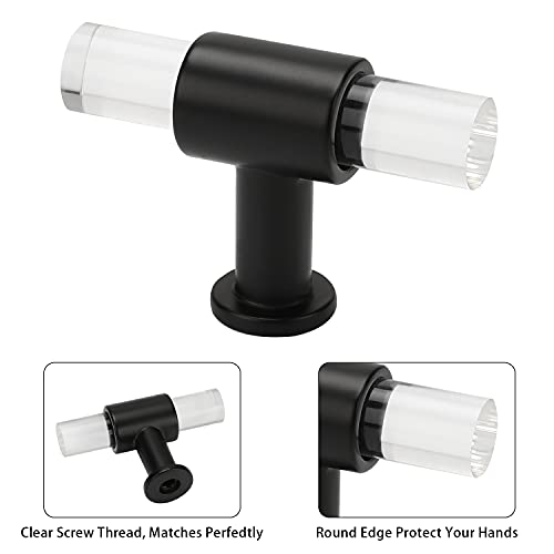 Peaha 10 Pack Acrylic Cabinet Knobs Black Dresser Drawer Knobs Black Cabinet Hardware Acrylic Knobs For Kitchen Cabinets And Drawers Single Hole, 2In Length #TOP2