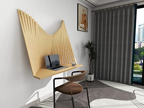 Jengush Wall Mounted Floating Folding Table,Art Decor Desk,Drop Leaf Dining Table Small Wooden Desk For Office Home Kithchen,Wood Table,Modern Style Wall Mounted Floating Floding Study Desk #TOP7